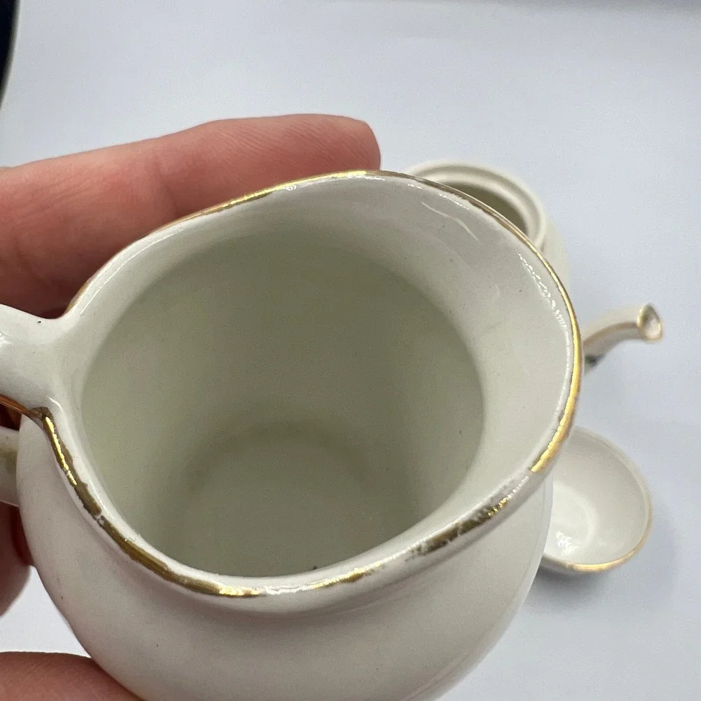Vintage Carrigaline Ireland Fox Hunt Tea Set Teapot Creamer Sugar Shamrocks Gold
